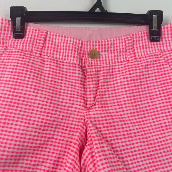 Lilly Pulitzer Pink Gingham Preppy Buttercup Chino Shorts Women's Size 2 - Picture 2 of 11
